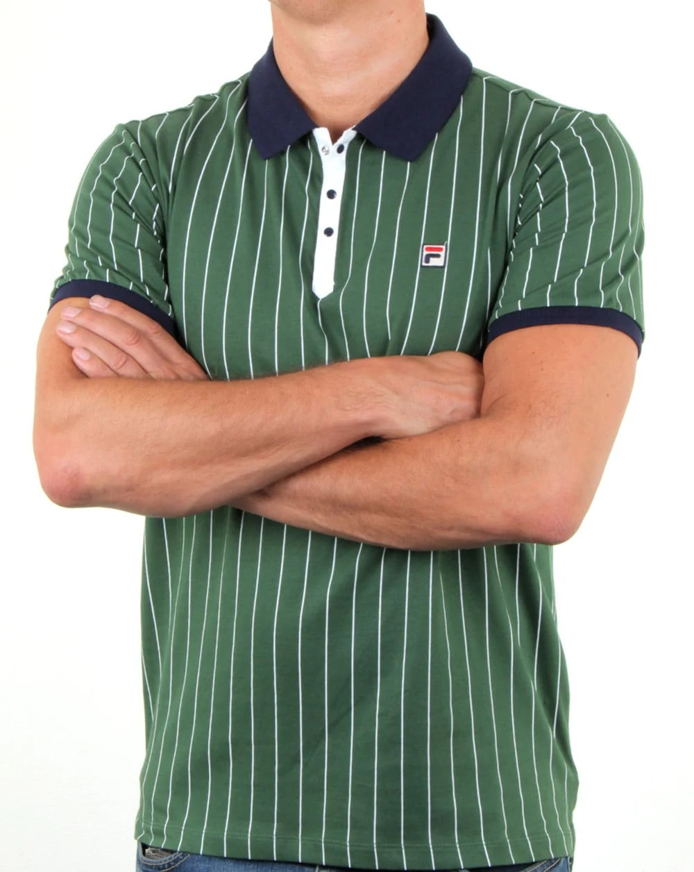 Fila Vintage Mk1 Settanta Polo Shirt Green/Navy - Image 3