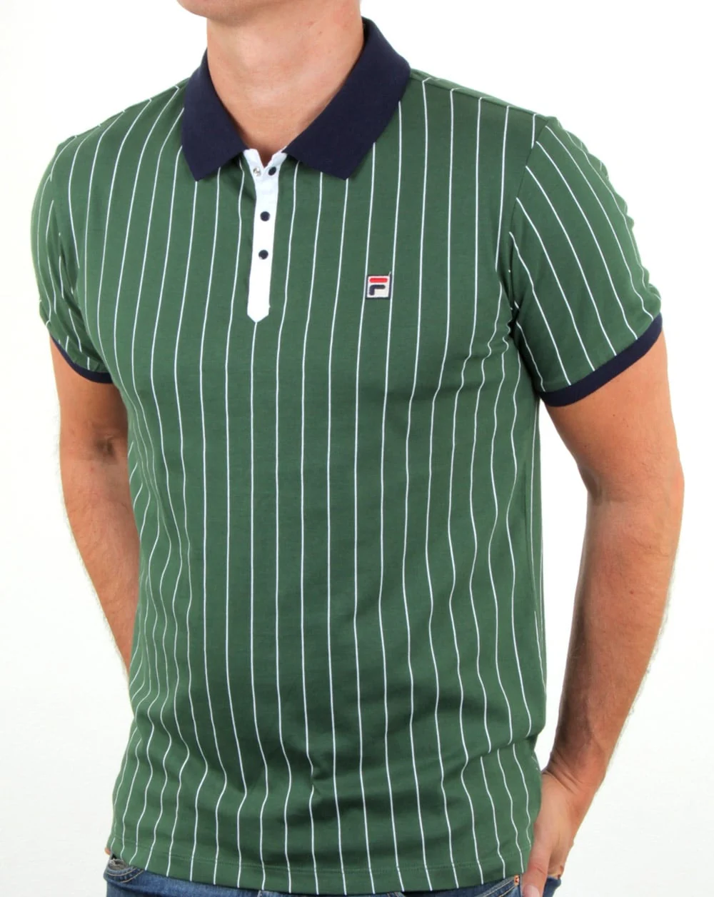 Fila Vintage Mk1 Settanta Polo Shirt Green/Navy - Image 4