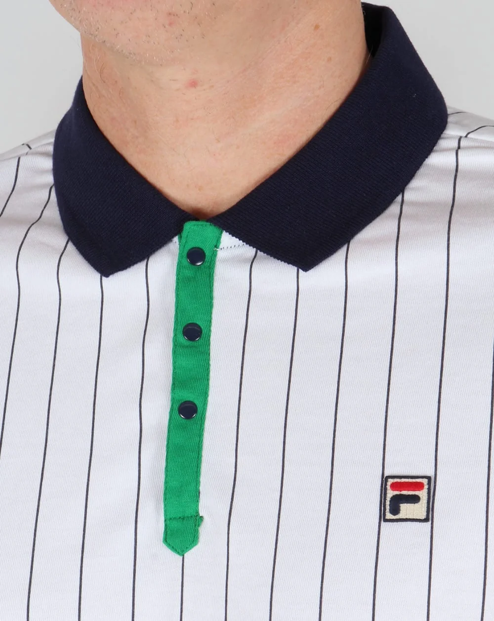 Fila Vintage Mk1 Settanta Polo Shirt White/Navy/Green - Image 2