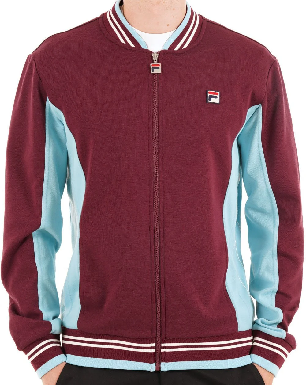 Fila Vintage Mk1 Settanta Track Top Dark Claret/Turq Sky - Image 3