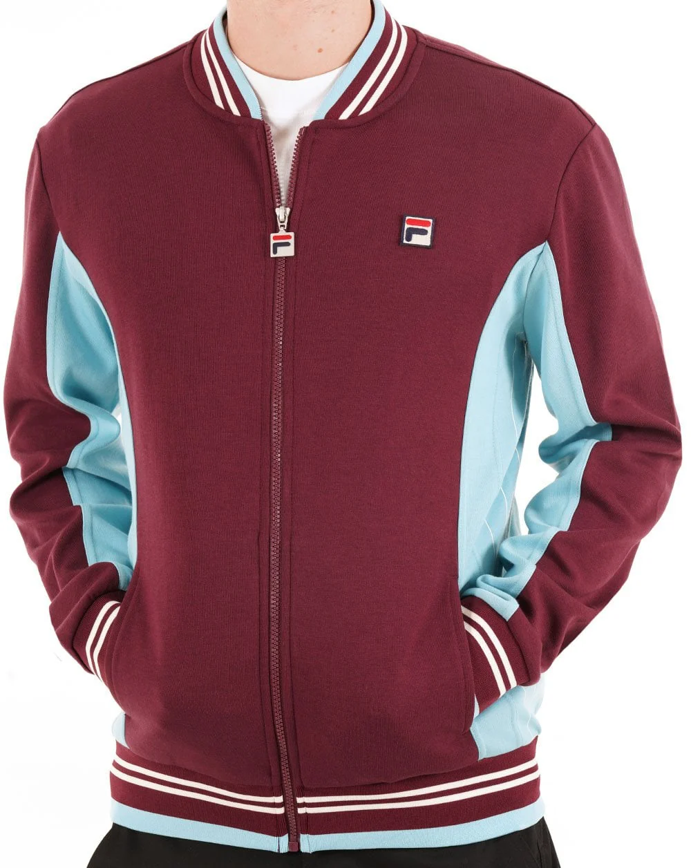 Fila Vintage Mk1 Settanta Track Top Dark Claret/Turq Sky - Image 4