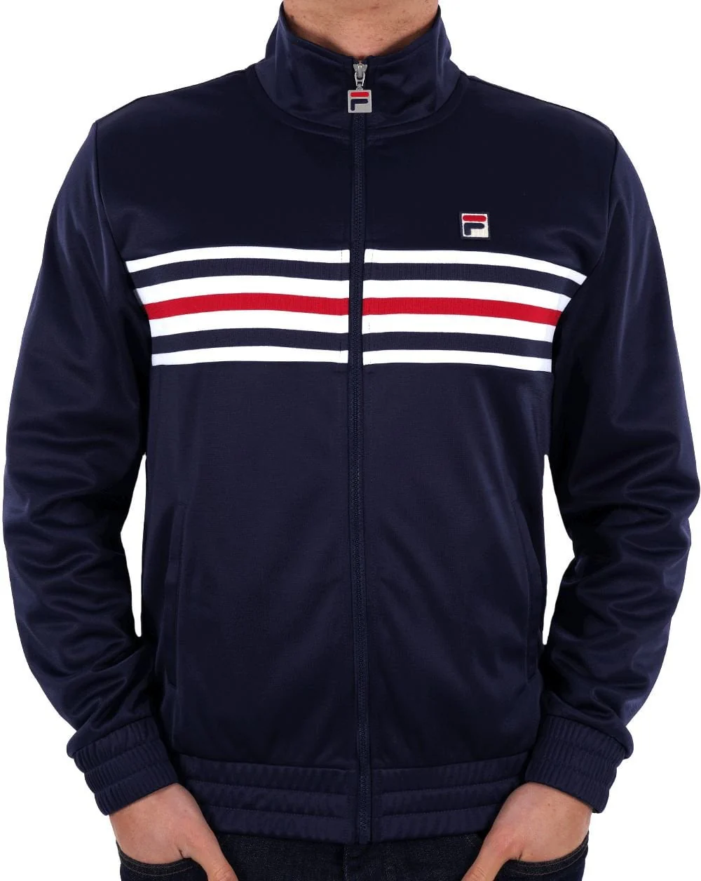 Fila Vintage Multi Stripe Track Jacket Navy