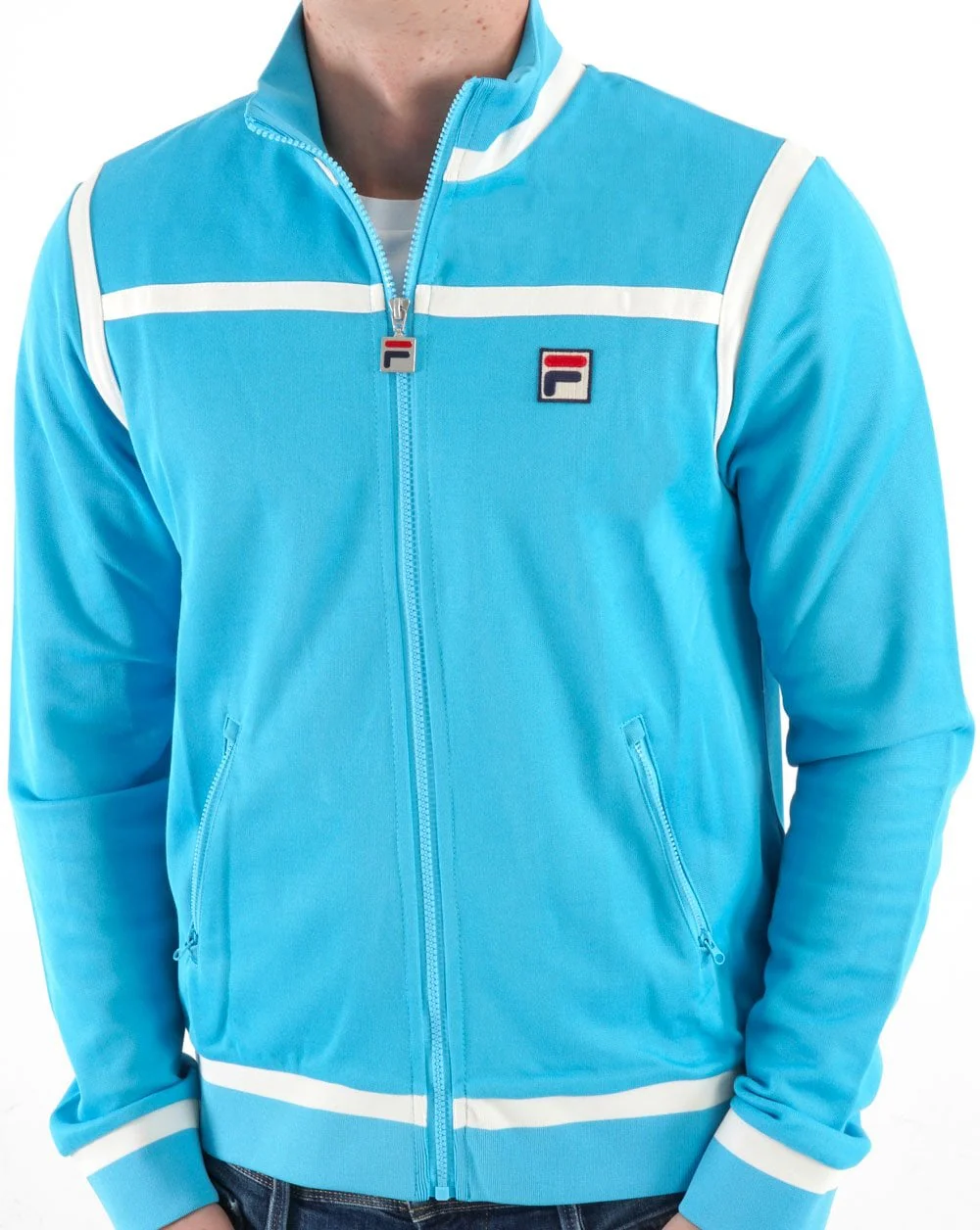 Fila Vintage Nate Track Top Aqua Blue/Off White - Image 4