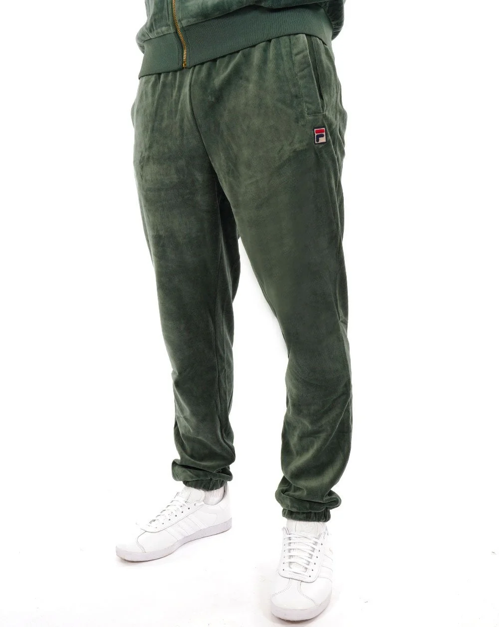 Fila Vintage Premium Velour Track Pants Dark Forest