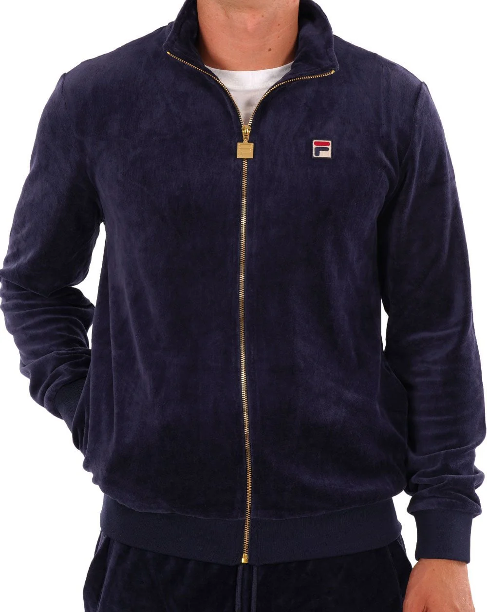 Fila Vintage Premium Velour Track Top Navy - Image 3
