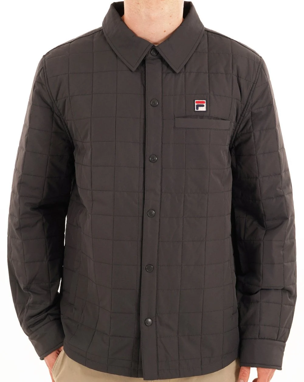 Fila Vintage Quilted Over Shirt Charcoal - Image 2