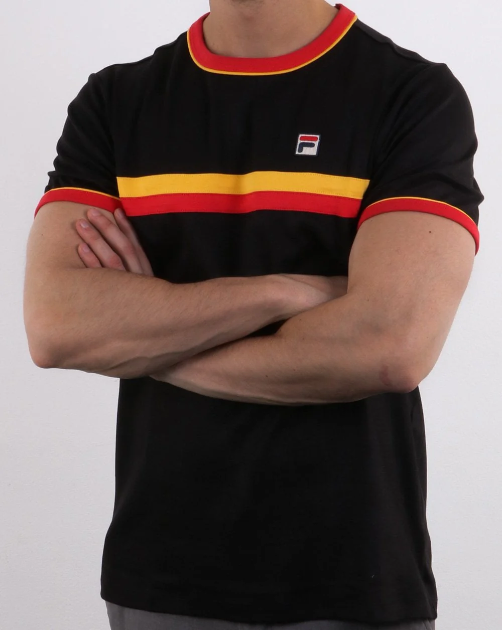 Fila Vintage Razee T Shirt Black/Red/Gold - Image 3