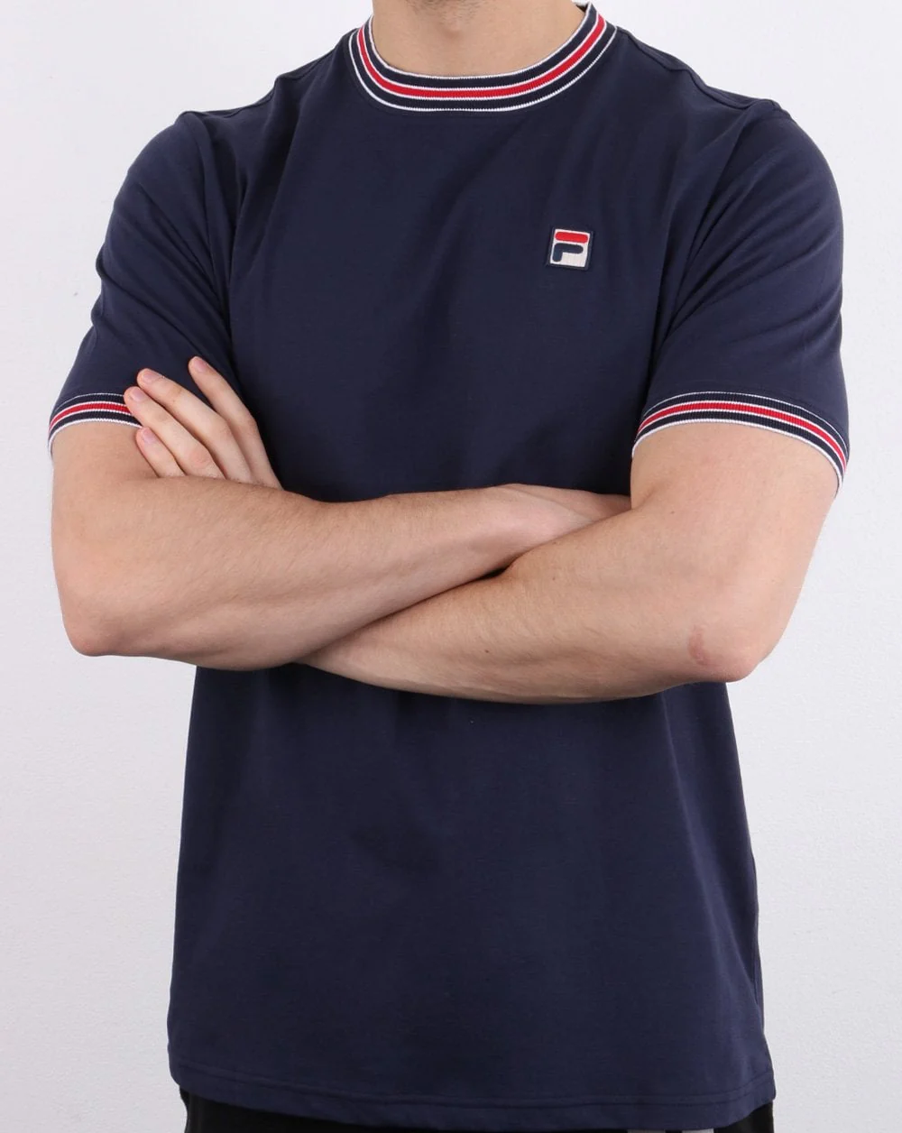 Fila Vintage Retro Ringer T Shirt Navy - Image 3