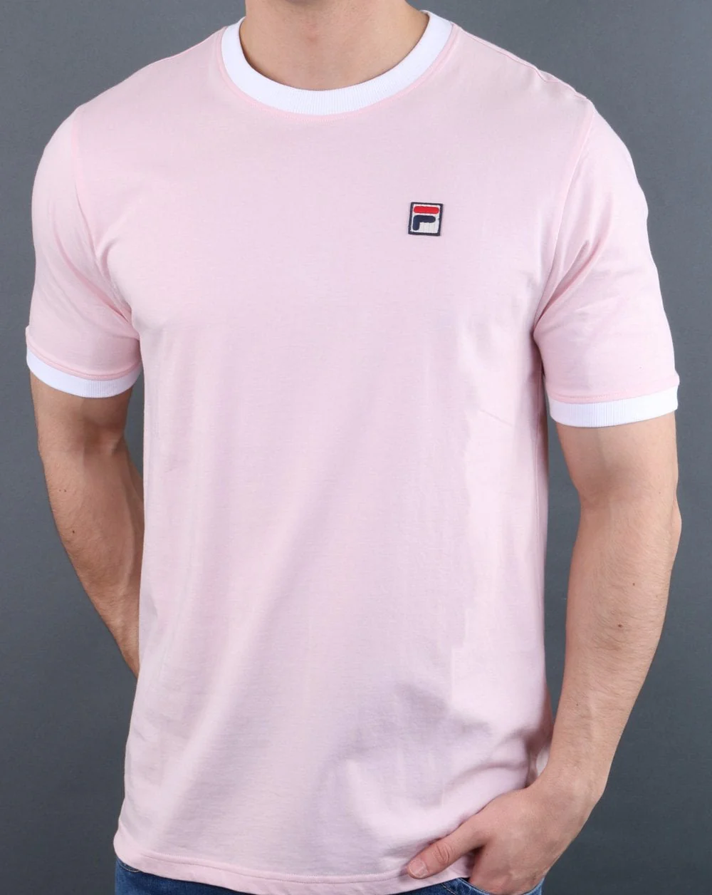 Fila Vintage Ringer T Shirt Pink Chalk/white - Image 2