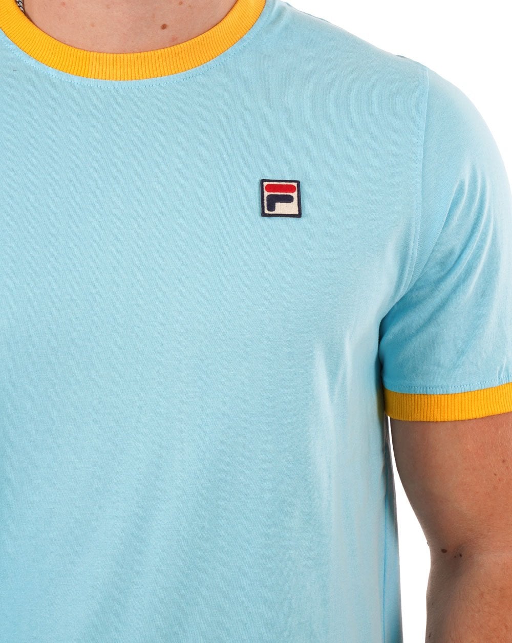 Fila Vintage Ringer T Shirt Sky Blue/Amber Yellow - Image 2