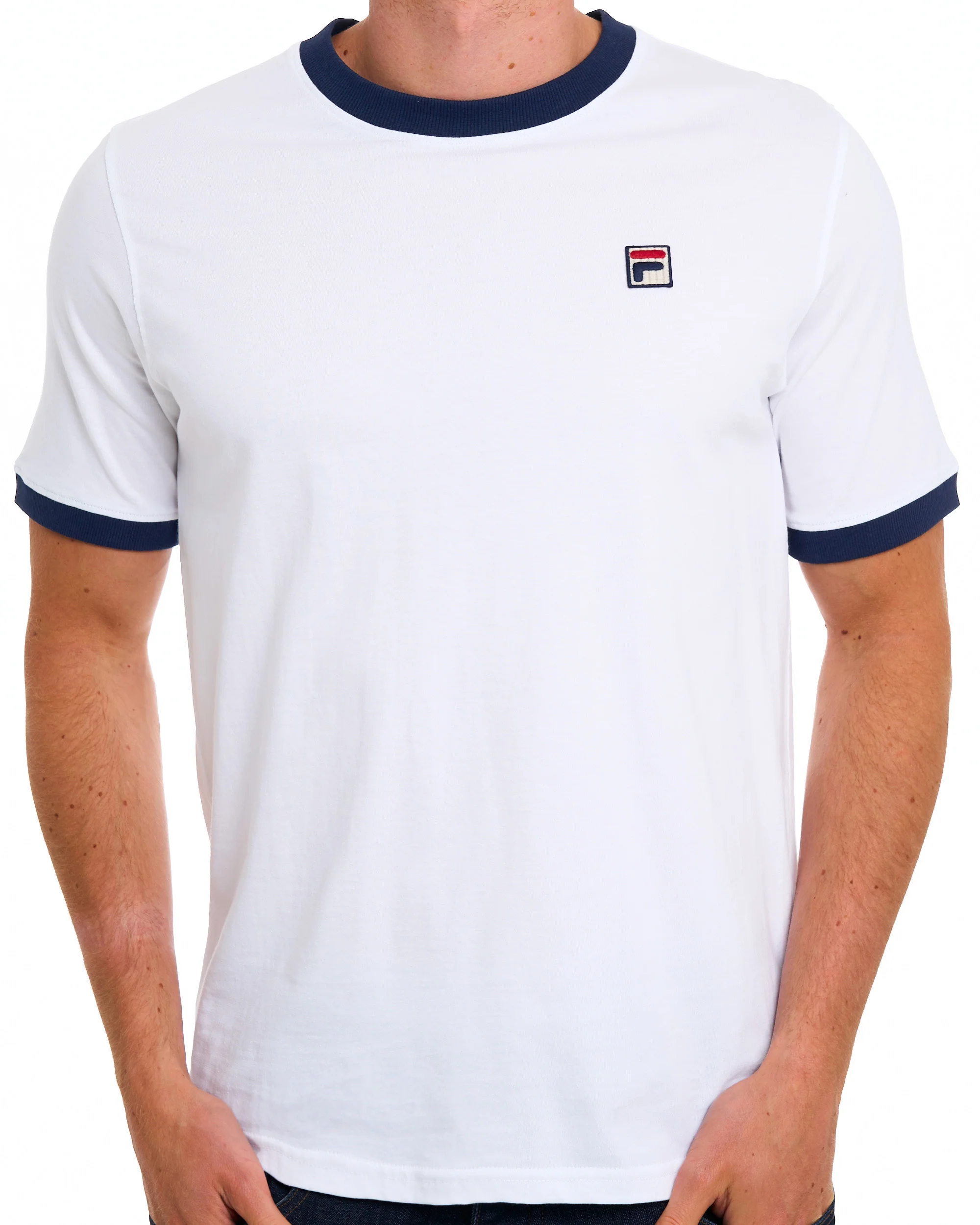 Fila Vintage Ringer T Shirt White Navy