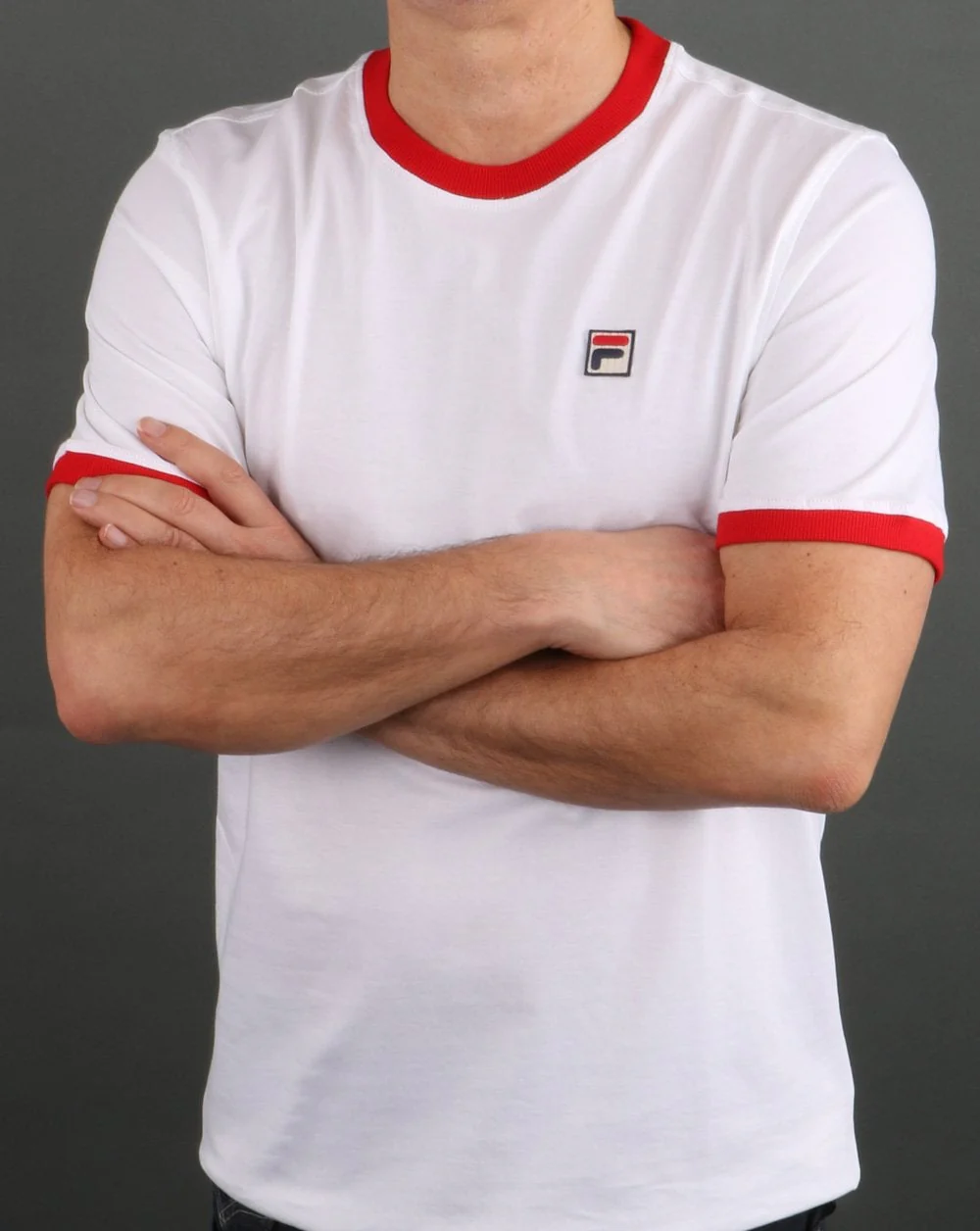 Fila Vintage Ringer T Shirt White/red - Image 3