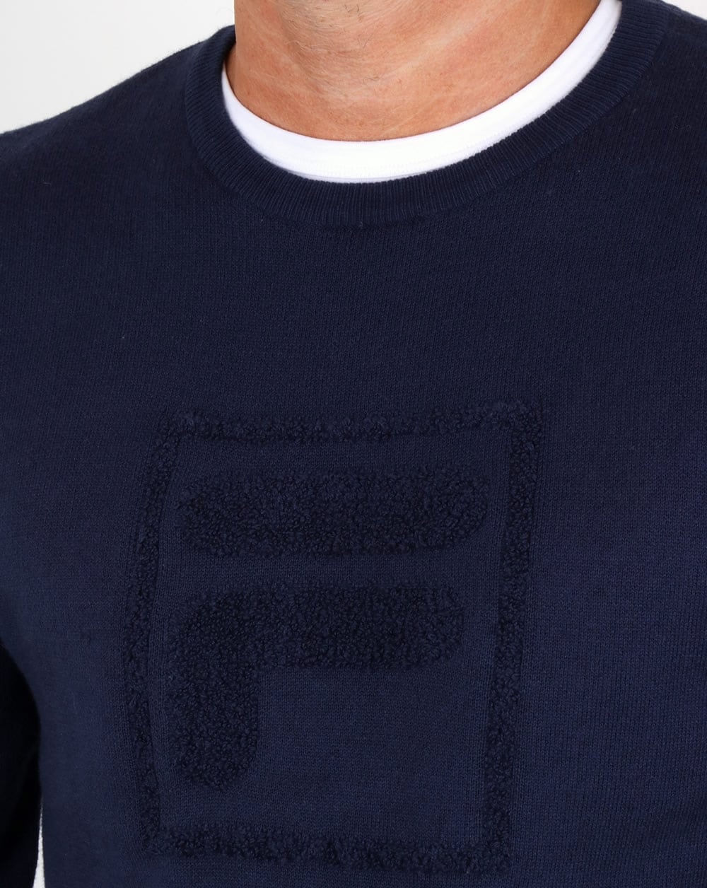 Fila Vintage Savoldi Crew Neck Jumper Navy - Image 3