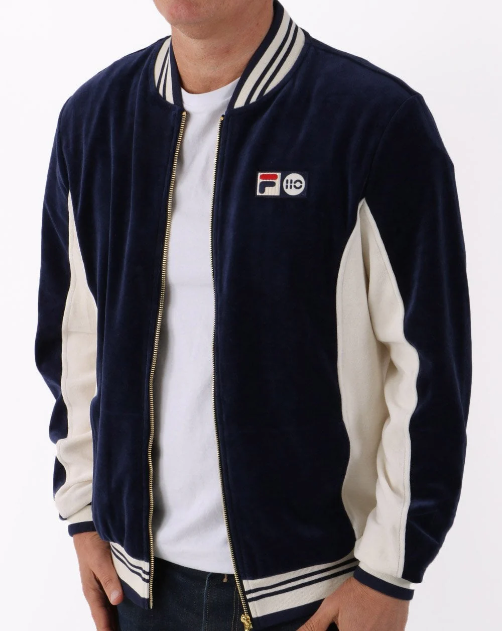 Fila Vintage Settanta 110 Velour Track Top Navy - Image 2
