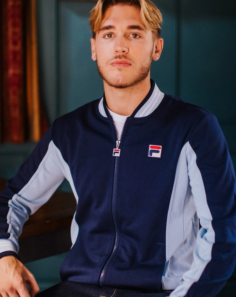 Fila Vintage Settanta Track Top Exclusive Pro Badge in Navy Sky - Image 2