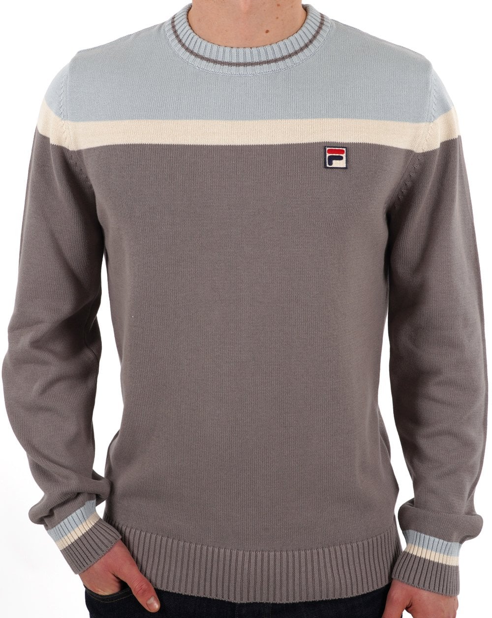 Fila Vintage Siro Crew Knit Jumper Grey