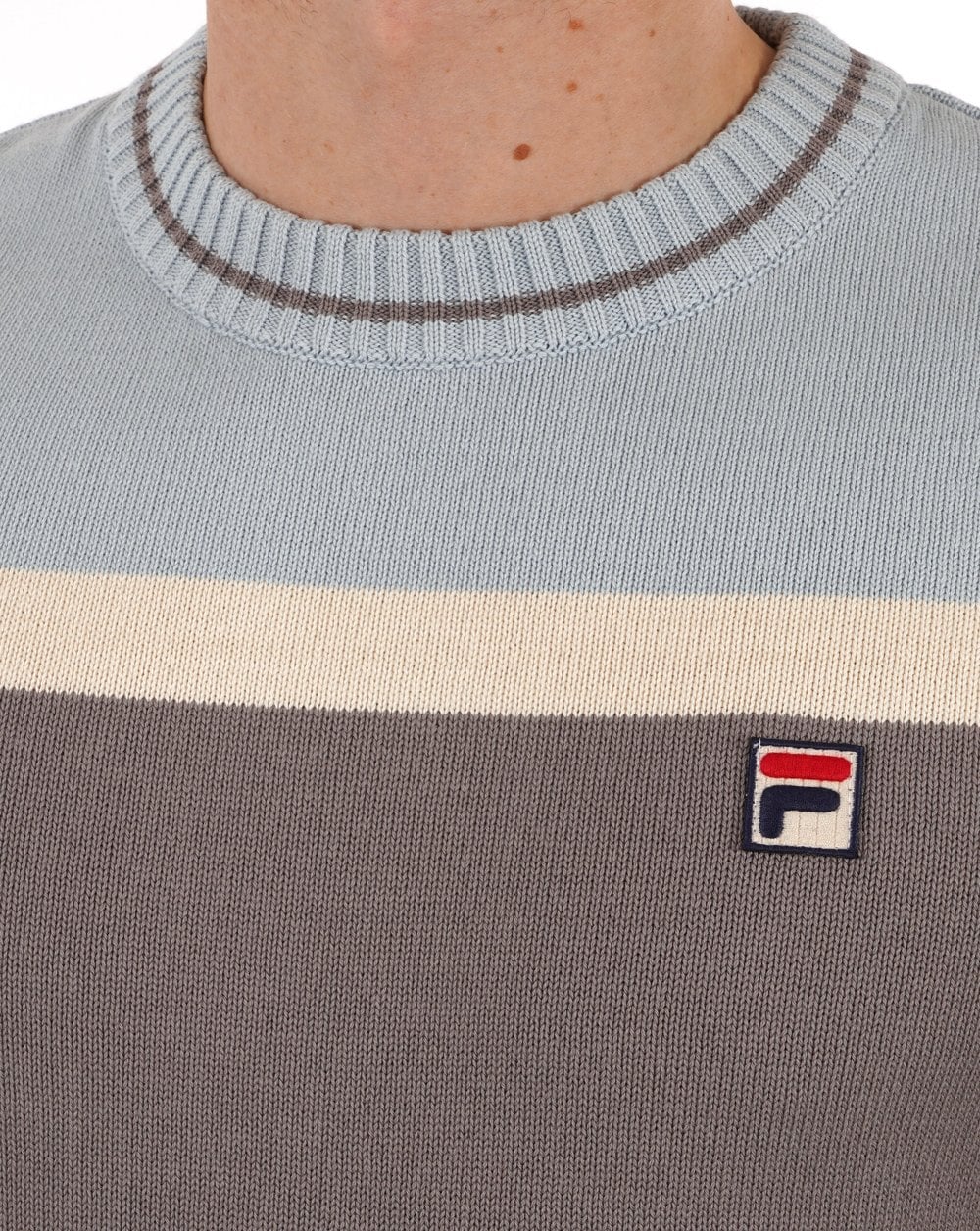 Fila Vintage Siro Crew Knit Jumper Grey - Image 2