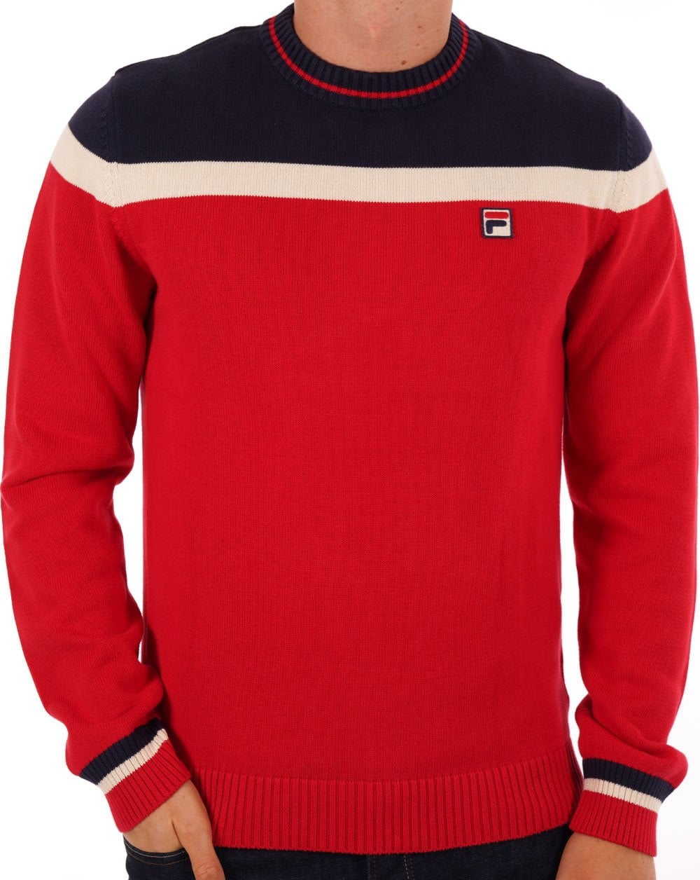 Fila Vintage Siro Crew Knit Jumper Red - Image 3