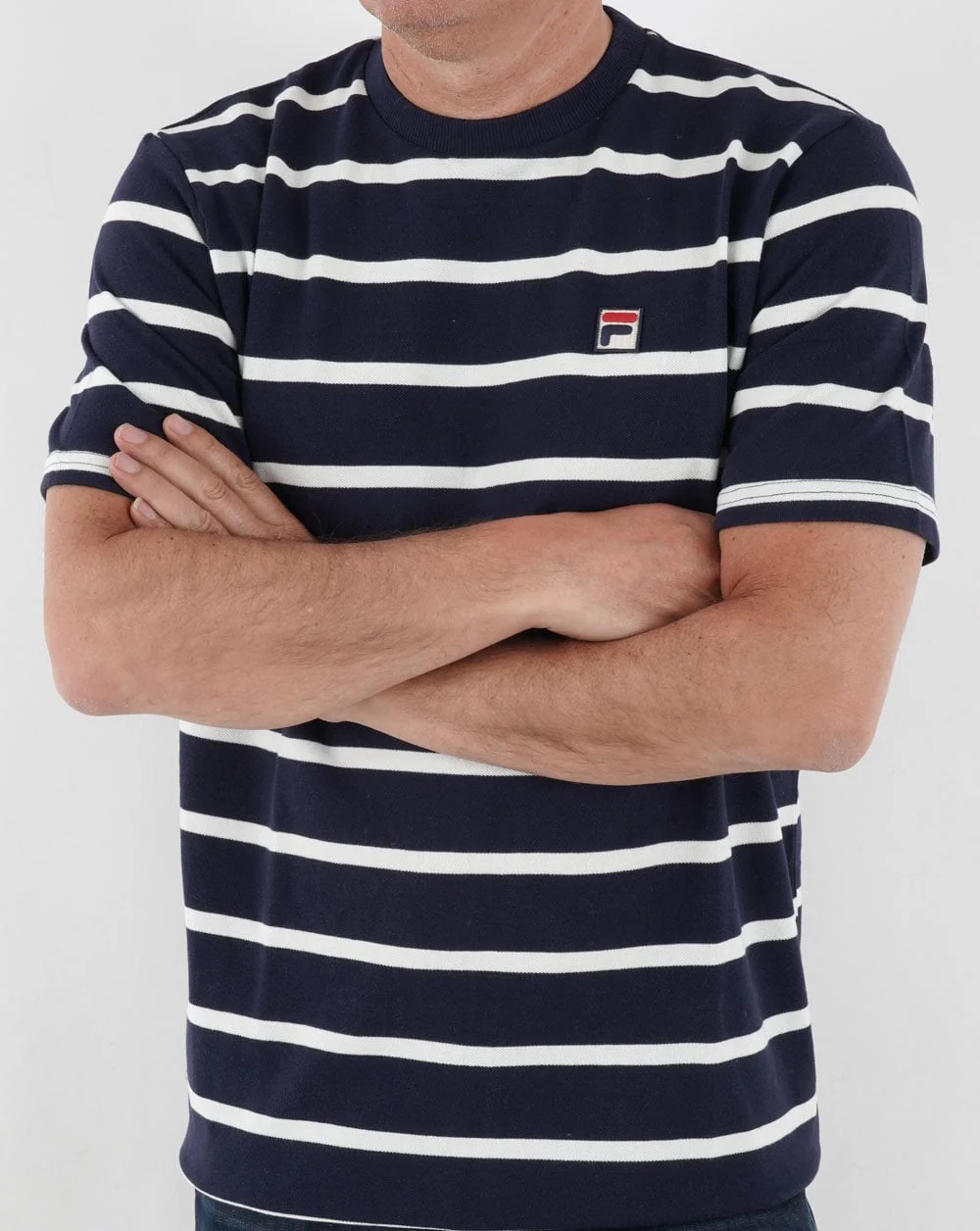 Fila Vintage Stripe T Shirt Navy/Off White - Image 3