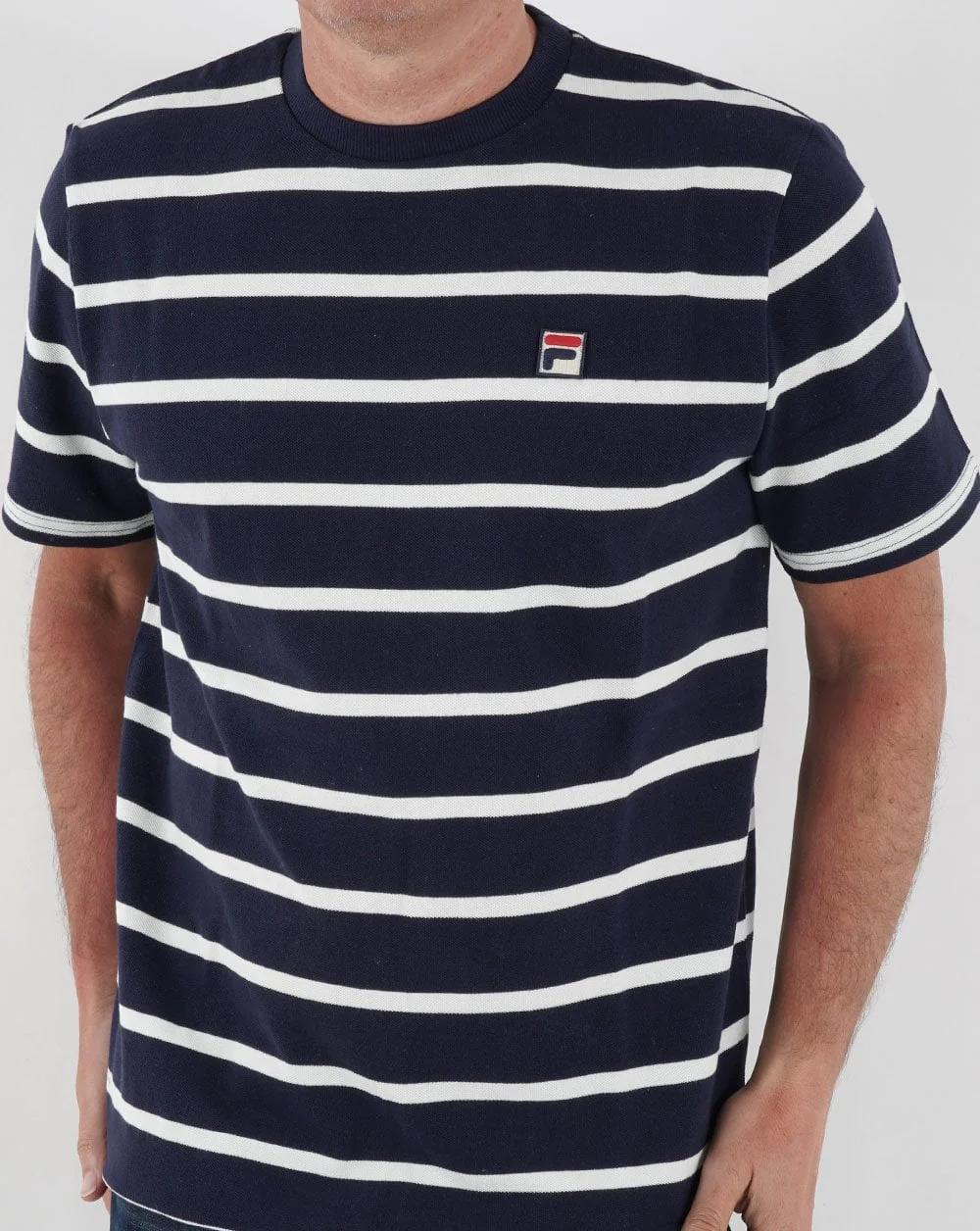 Fila Vintage Stripe T Shirt Navy/Off White - Image 4