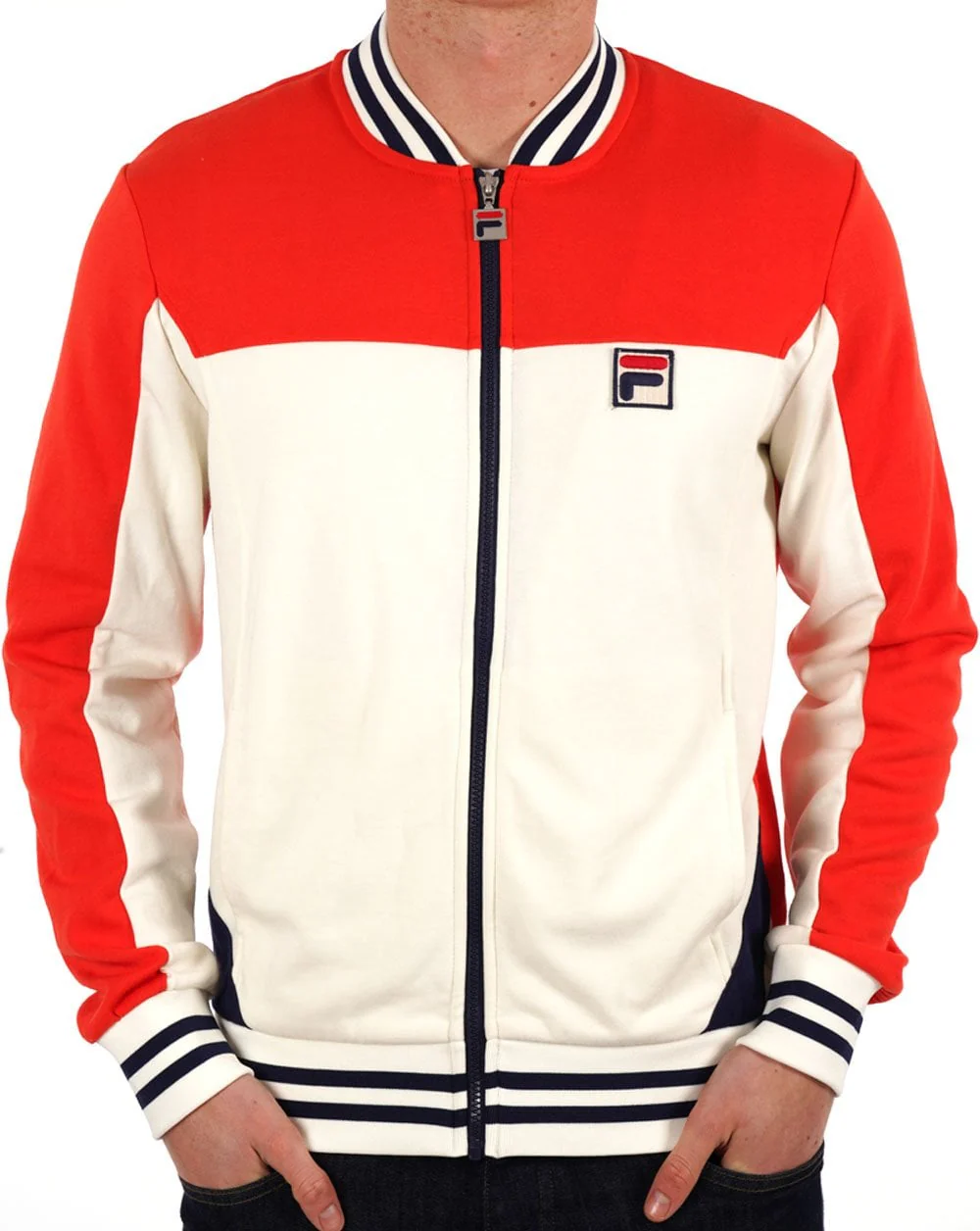 Fila Vintage Tiebreak Track Top Gardenia / Fila Red - Image 3