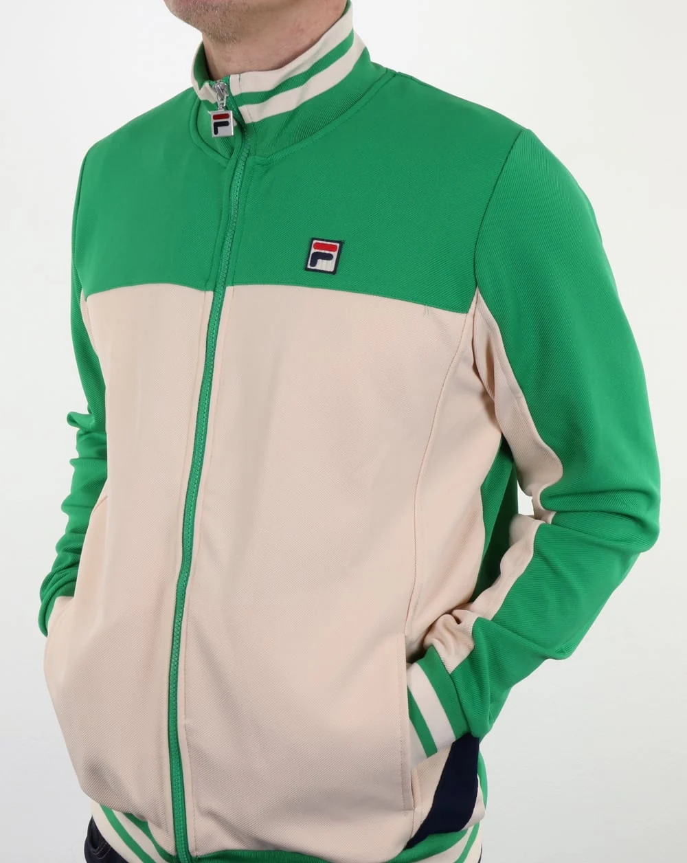 Fila Vintage Tiebreaker Track Top Gardenia/Green - Image 3