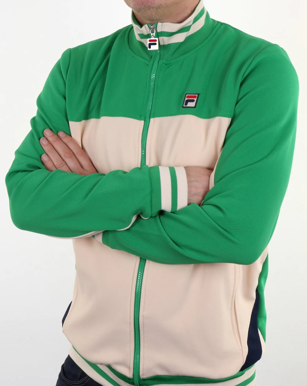 Fila Vintage Tiebreaker Track Top Gardenia/Green - Image 4