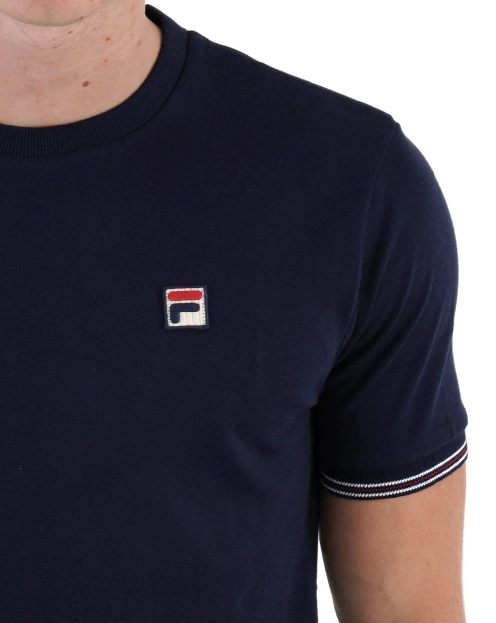 Fila Vintage Tipped Cuff T Shirt Navy - Image 2