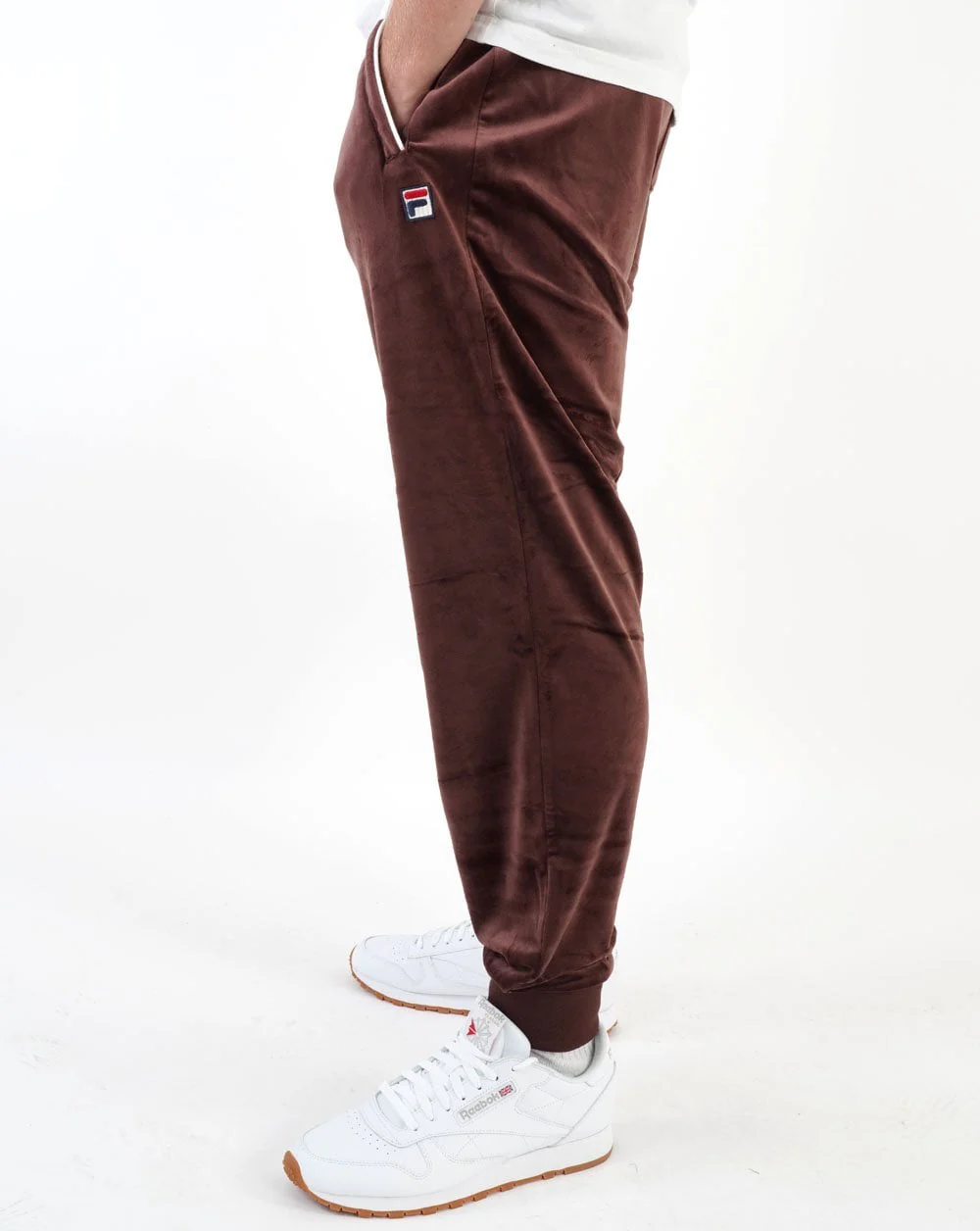 Fila Vintage Velour Track Pants Brown - Image 3