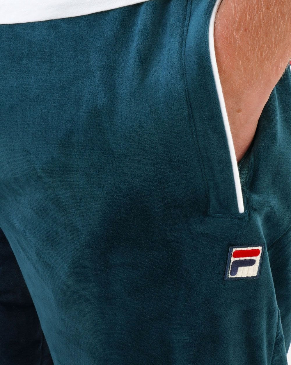 Fila Vintage Velour Track Pants Dark Teal - Image 3