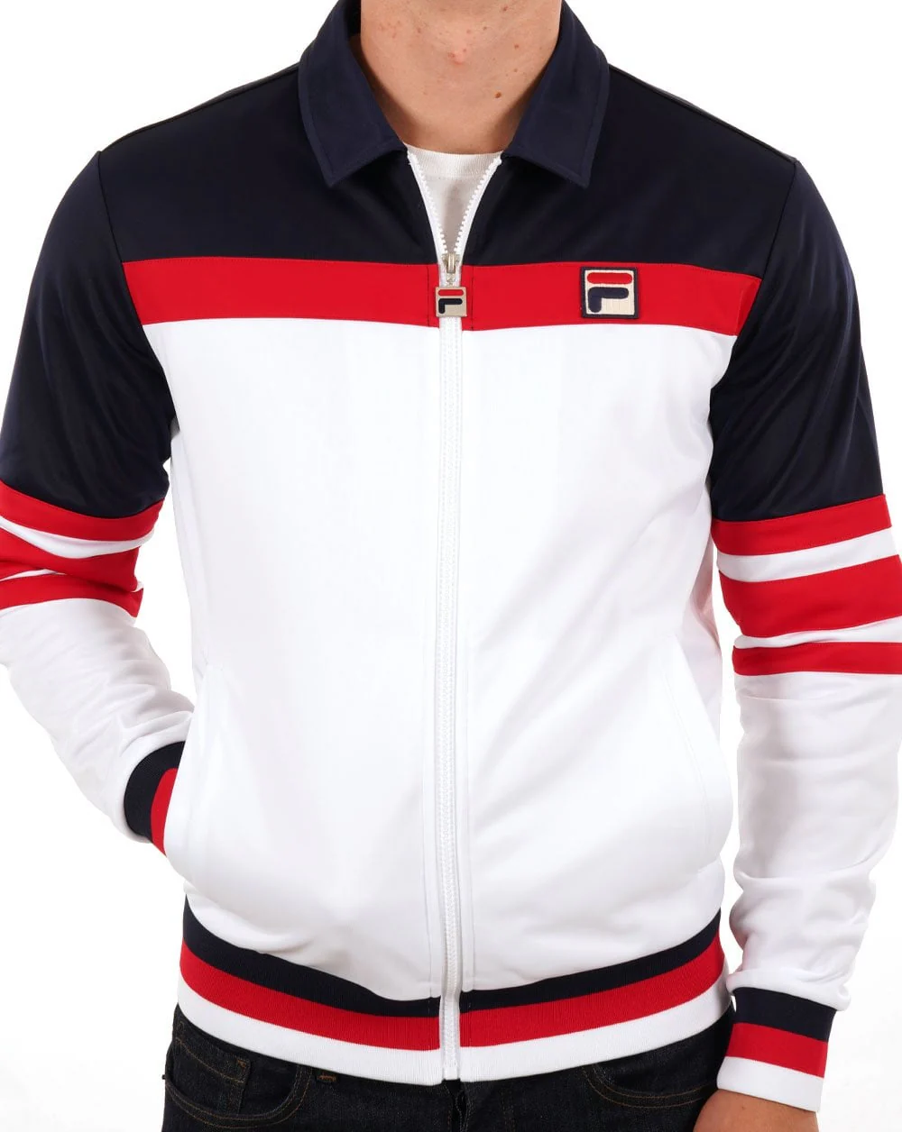 Fila Vintage Vilas OG Track Top White / Navy - Image 2
