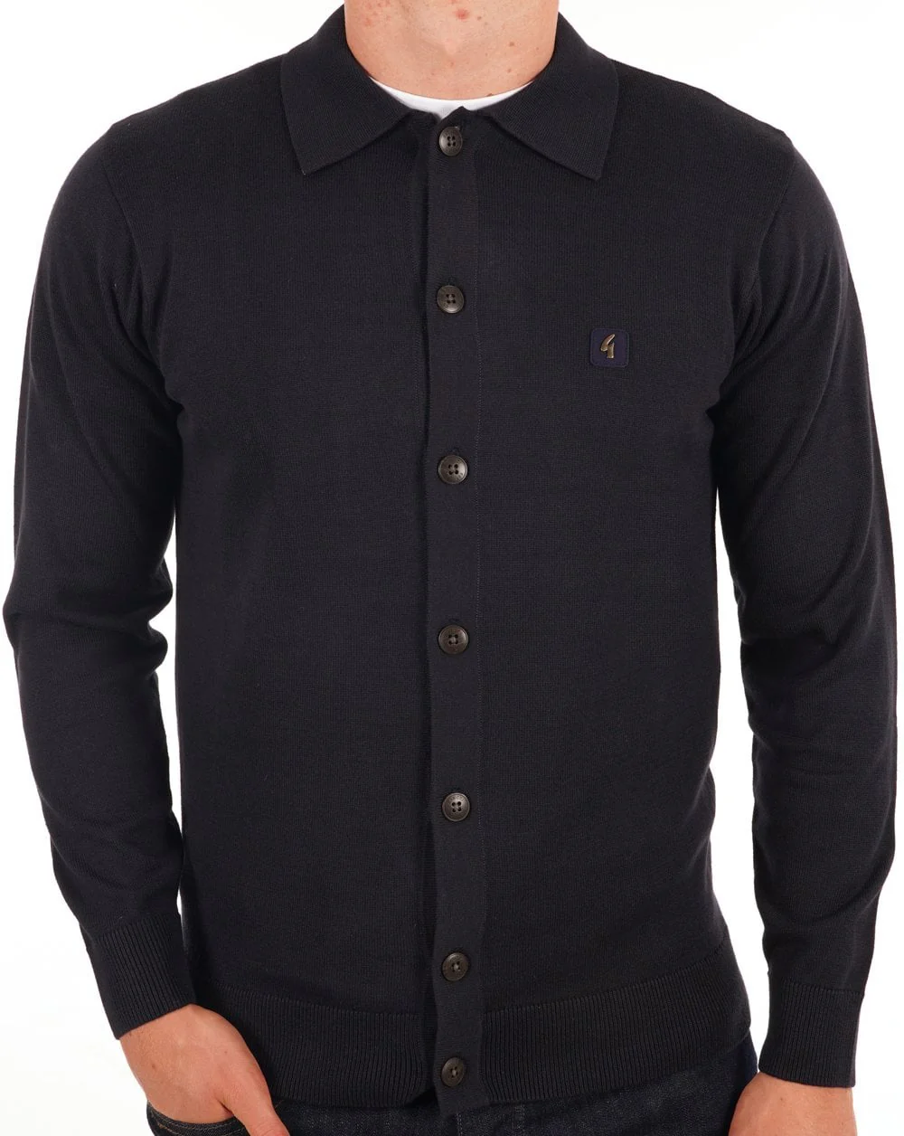Gabicci Vintage Azima Full Button Polo Navy