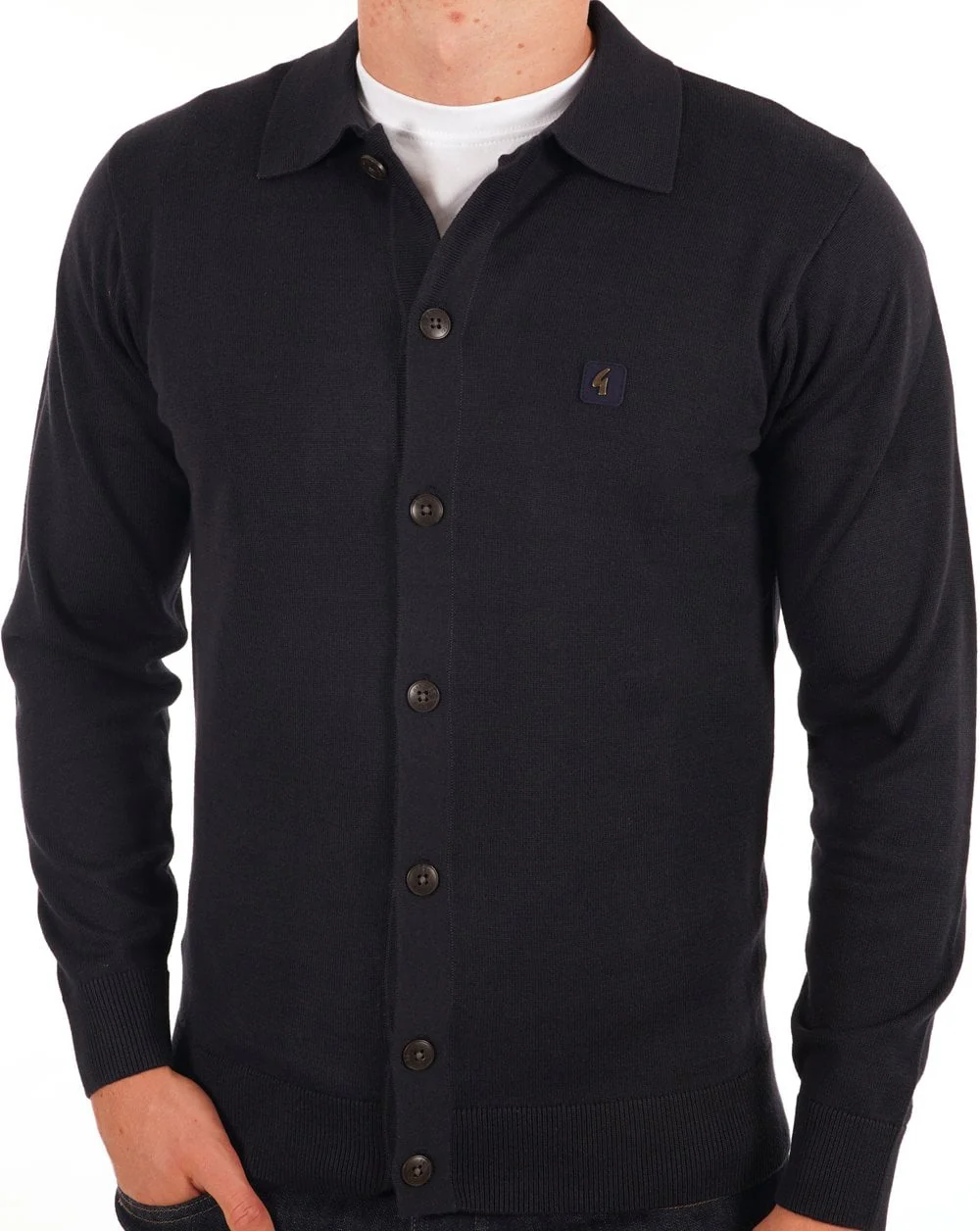 Gabicci Vintage Azima Full Button Polo Navy - Image 2