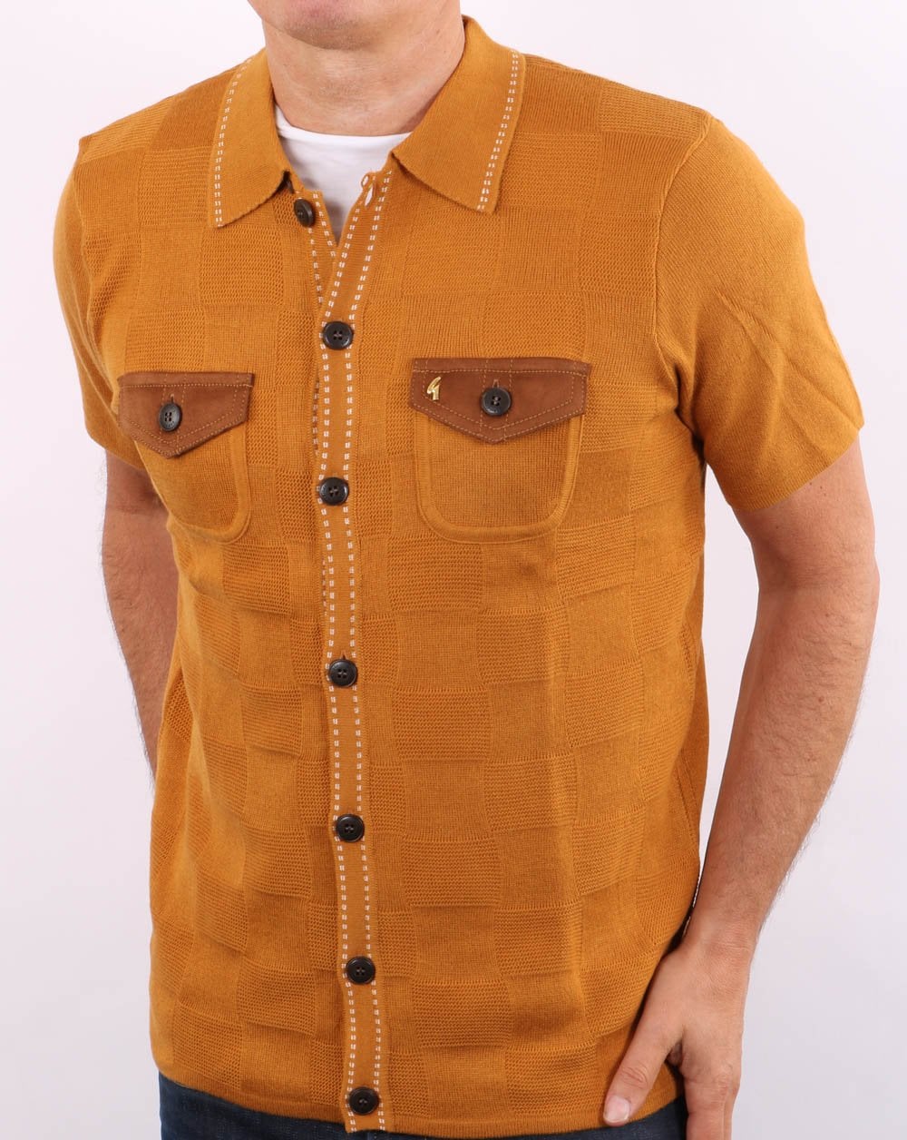 Gabicci Vintage Buckler Knitted Polo Sand - Image 4