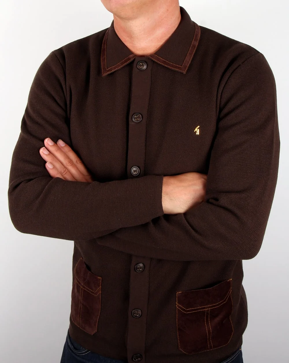 Gabicci Vintage Cardigan Coffee - Image 4
