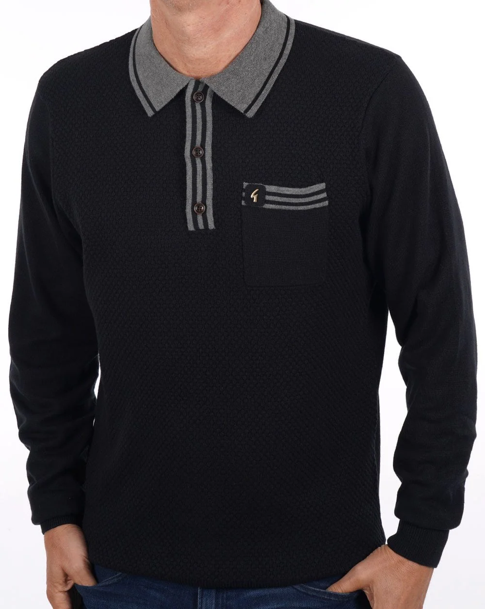 Gabicci Vintage Cruise Long Sleeve Knit Black - Image 2