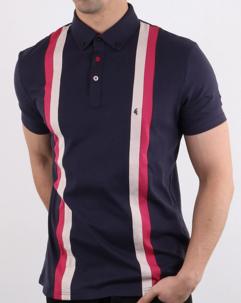 Gabicci Vintage Dale S/s Placket Polo Navy - Image 2