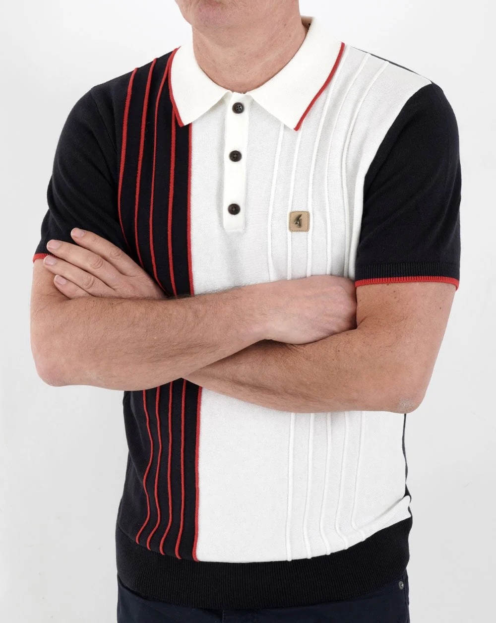 Gabicci Vintage Depp Knit Polo Navy - Image 3