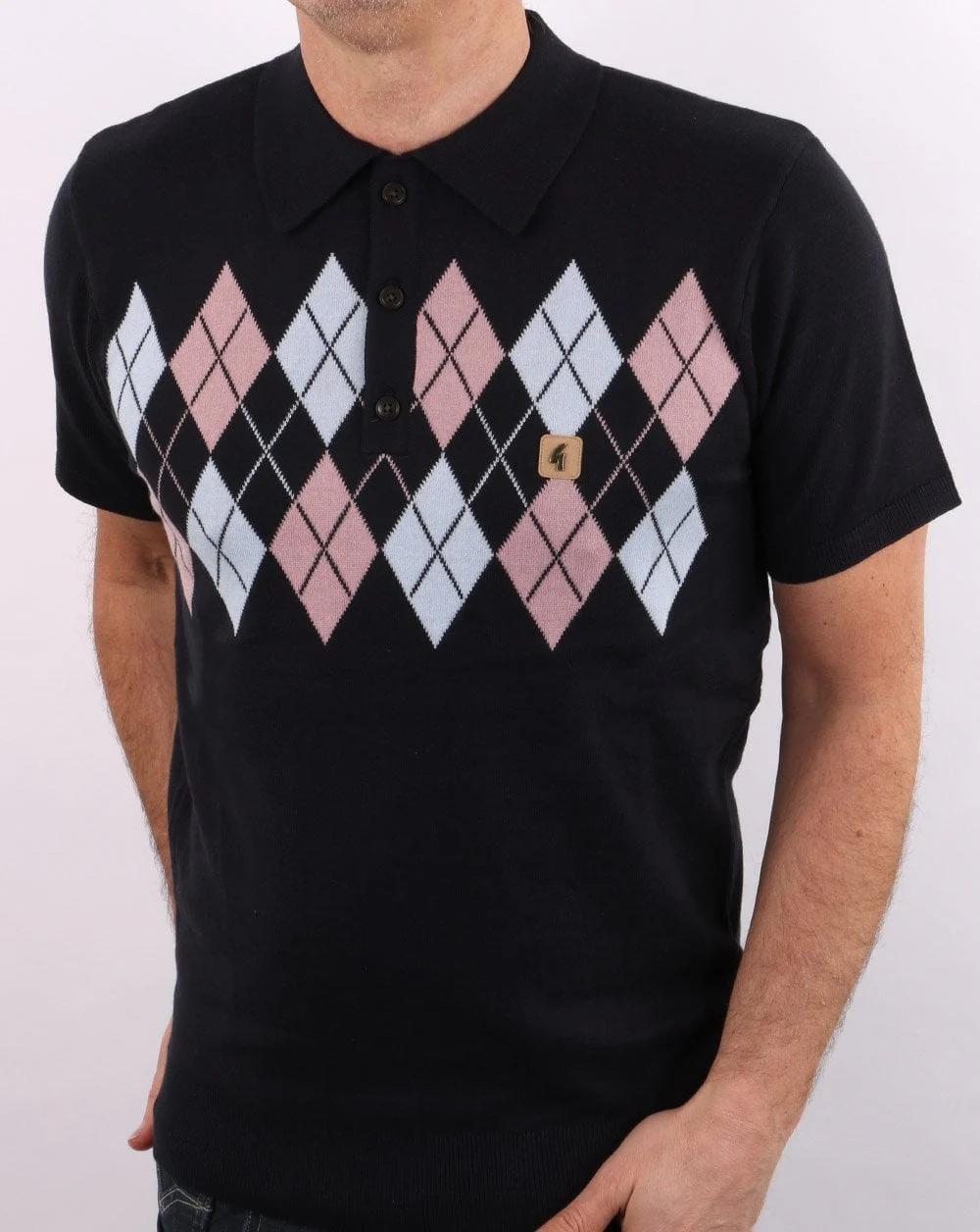 Gabicci Vintage Diamond Argyle Knit Navy - Image 3