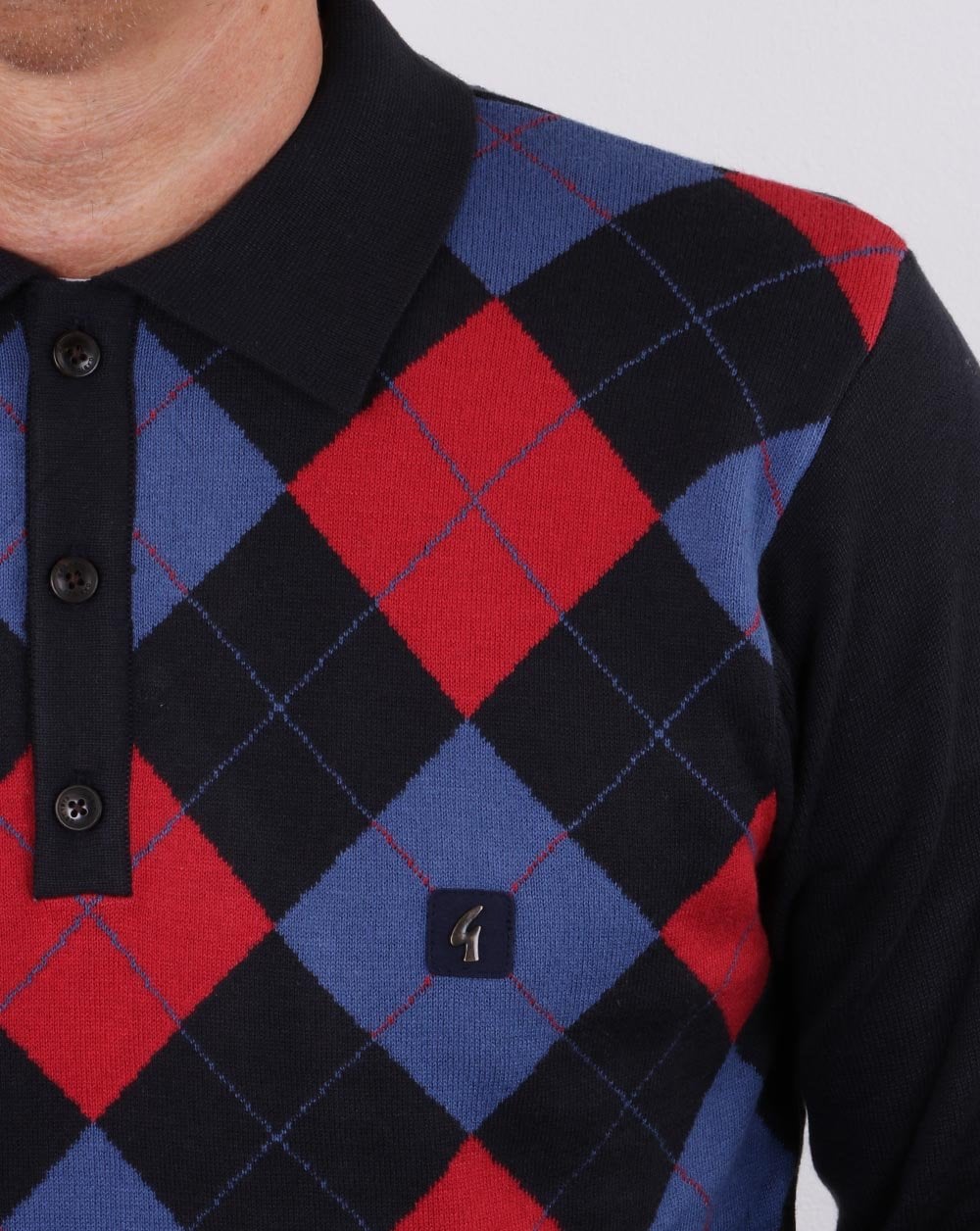 Gabicci Vintage Diamond Knit Navy - Image 3