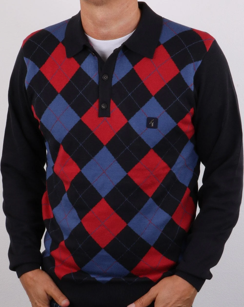 Gabicci Vintage Diamond Knit Navy - Image 4