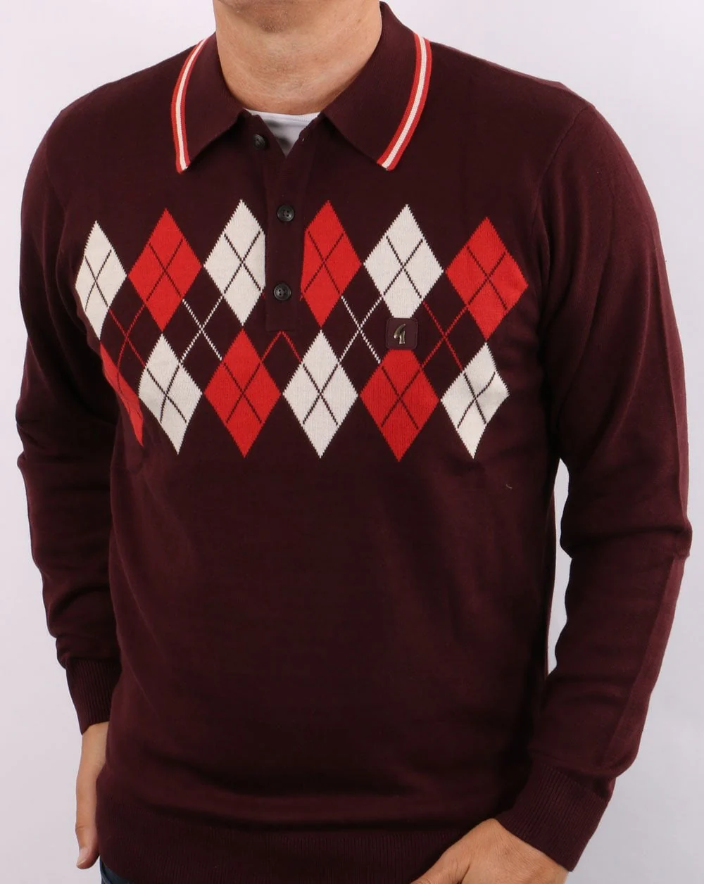 Gabicci Vintage Diamond Knitted Polo Port - Image 3