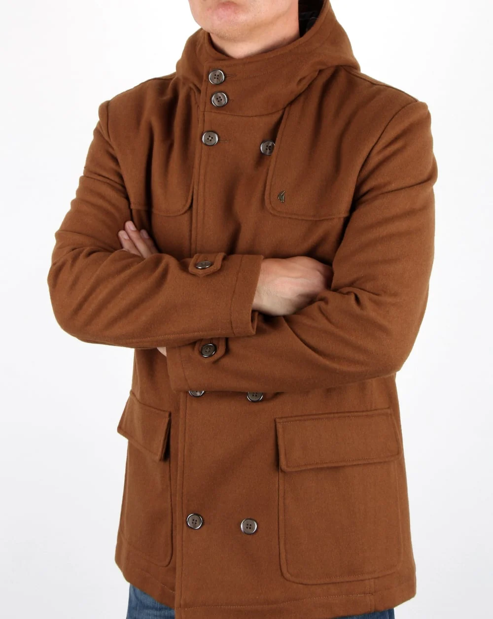 Gabicci Vintage Duffle Coat Tan - Image 3