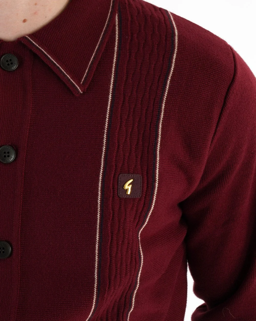 Gabicci Vintage Ethan Knitted Cardigan Burgundy - Image 4