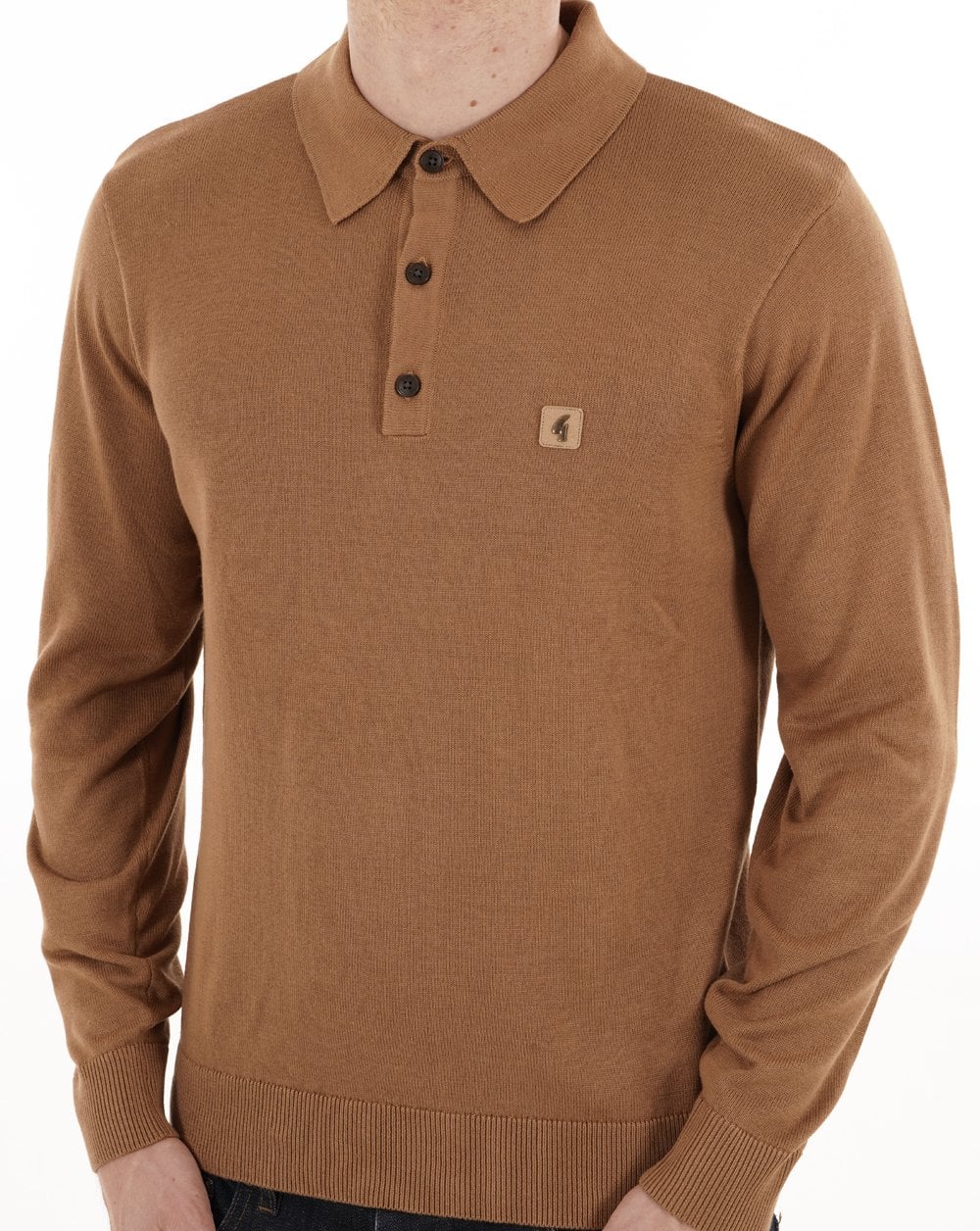 Gabicci Vintage Francesco Knitted Polo Nutmeg - Image 3