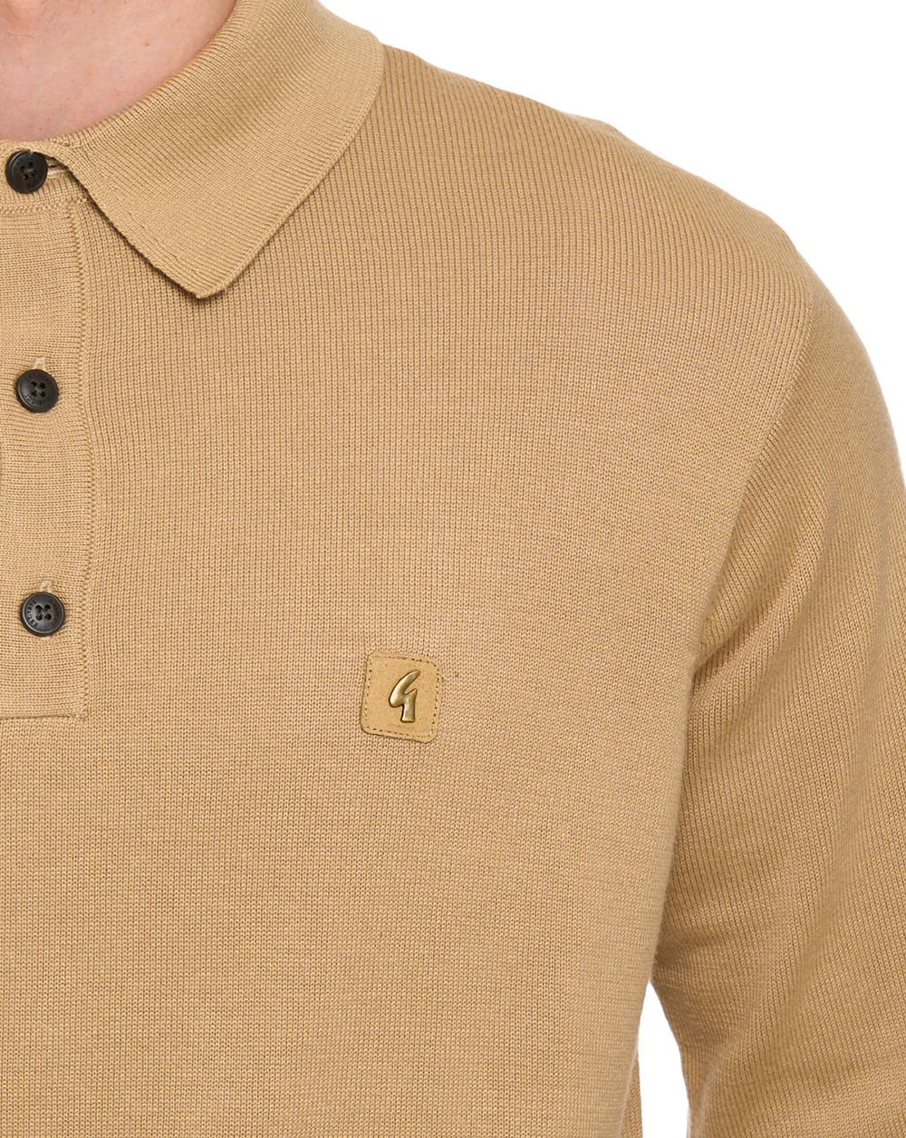 Gabicci Vintage Francesco LS Knitted Polo Sandstone - Image 3