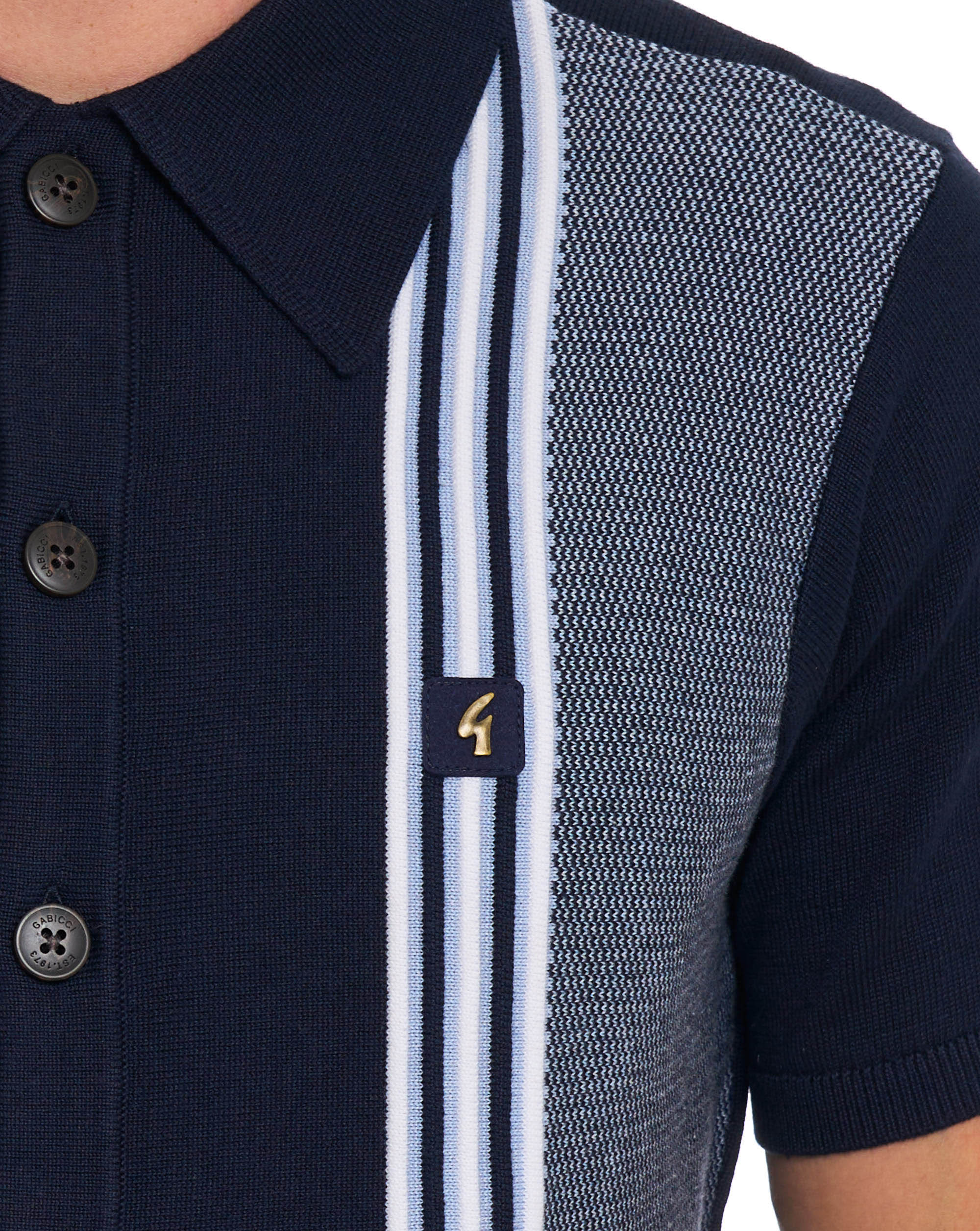 Gabicci Vintage Hanson Knit Polo Navy / Sky - Image 2