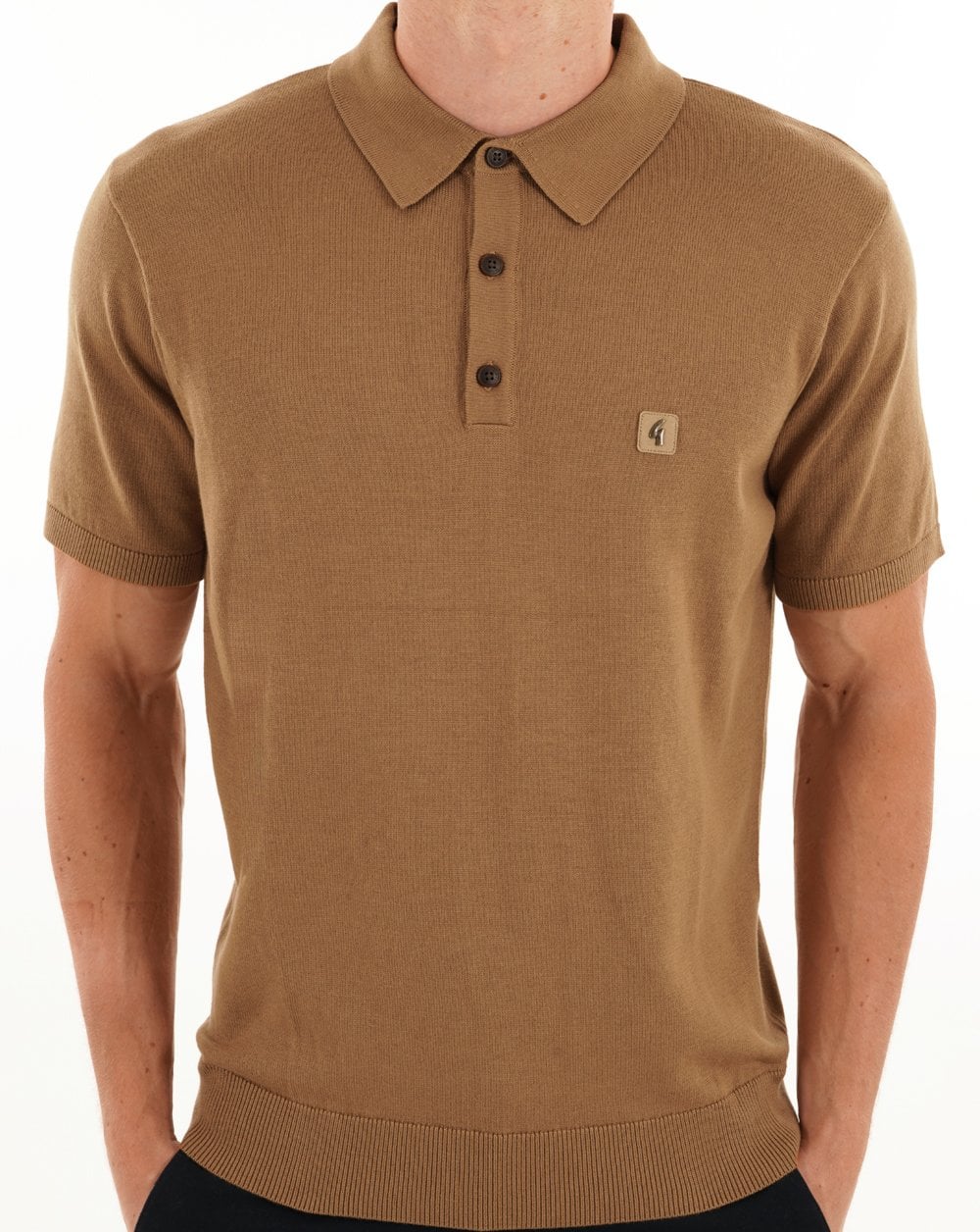 Gabicci Vintage Jackson Knit Polo Nutmeg - Image 2