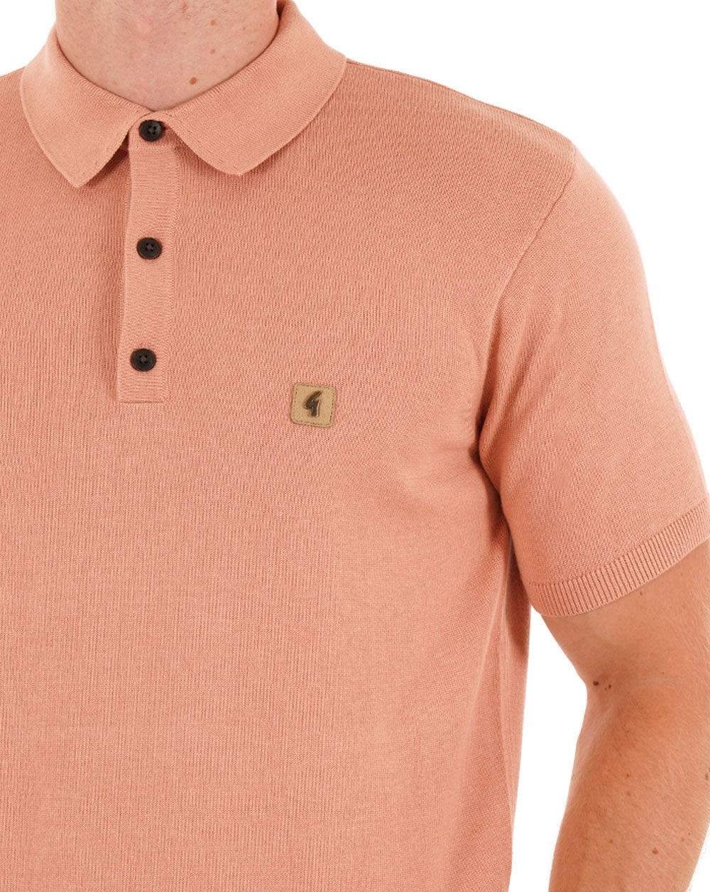 Gabicci Vintage Jackson Knit Polo Peach - Image 2
