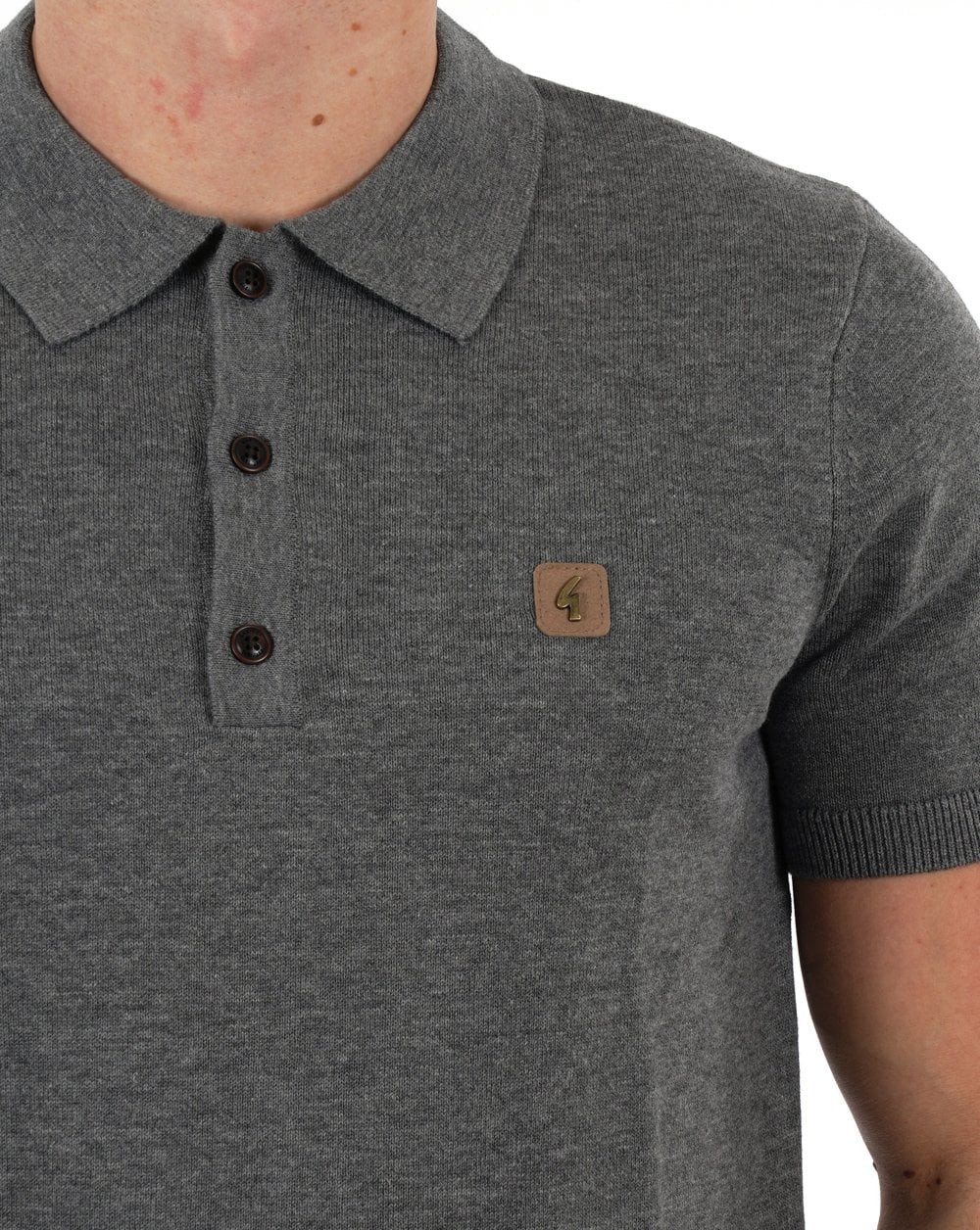 Gabicci Vintage Jackson Knitted Polo Grey - Image 2